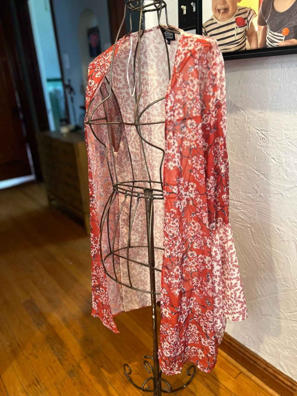 Angie Red Floral Open Kimono